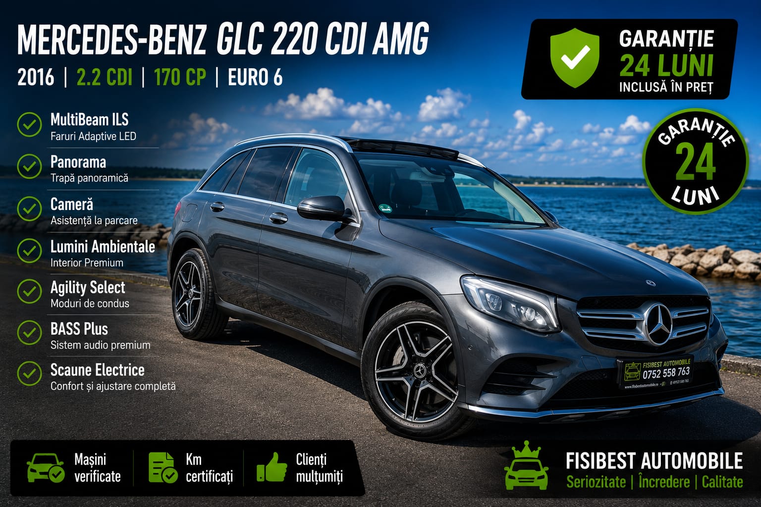 🔊 Mercedes-Benz GLC 220 AMG 2016 4Matic ✨ Garantie 12 Luni ⬆️