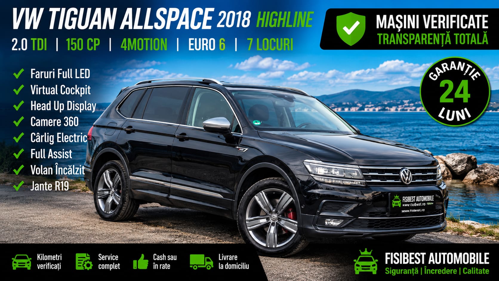 🔊 VW Tiguan Allspace 2018 4Motion 7 Locuri Highline ✨ Garantie Integrala 2 Ani ⬆️