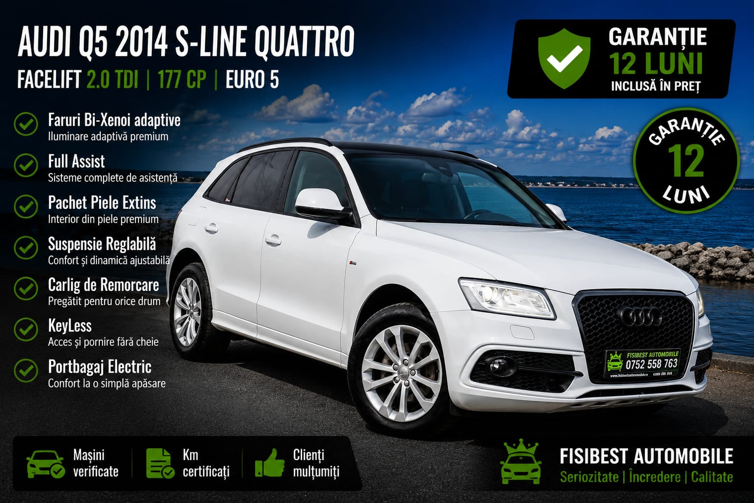 🔊 Audi Q5 Quattro 2014 Facelift S-Line Sport Pachet ✨ Garantie 12 Luni ⬆️
